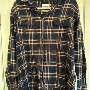 Goodfellow & Co Navy and Orange Plaid Shirt